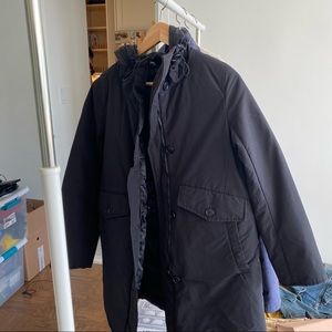 Muji black down parka